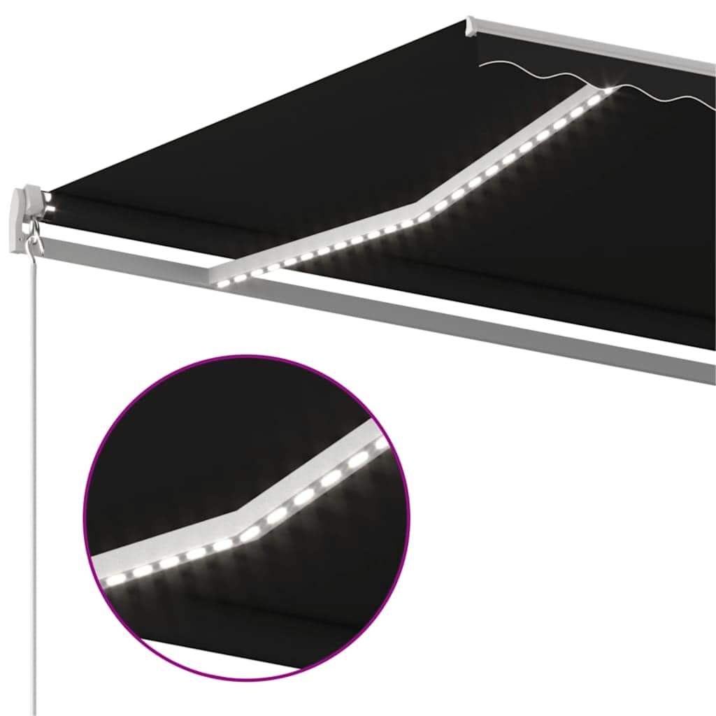 Manuell uttrekkbar markise med LED 500x300 cm antrasitt