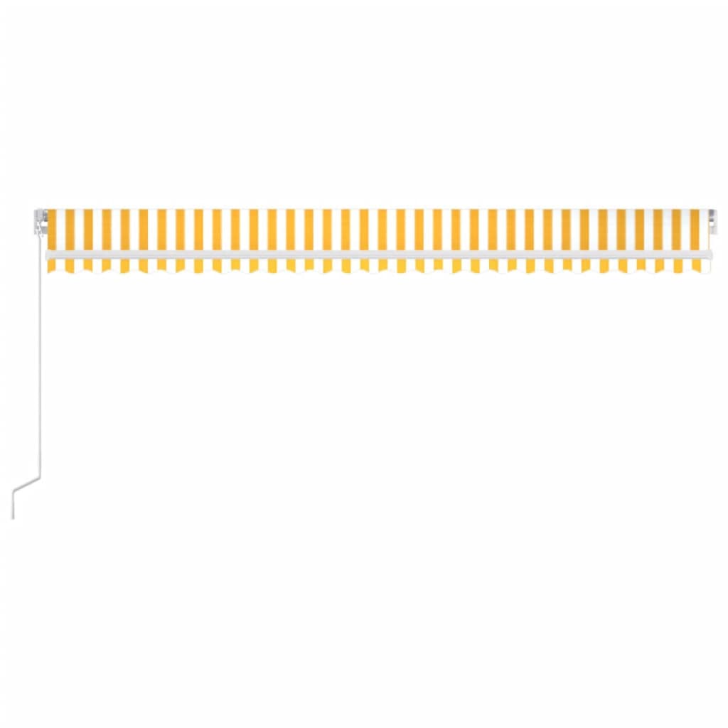 Manuell uttrekkbar markise med LED 600x300 cm gul og hvit vidaXL