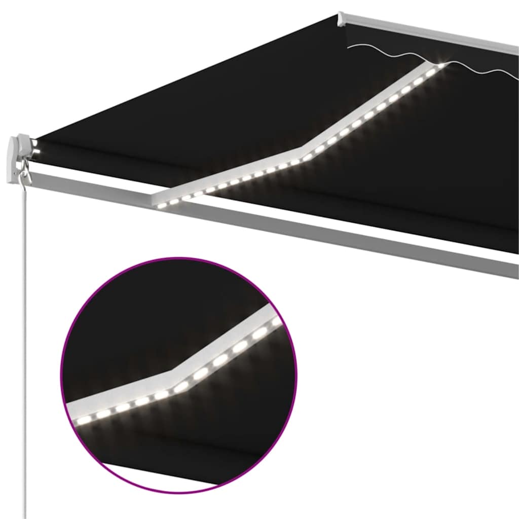 Manuell uttrekkbar markise med LED 600x300 cm antrasitt vidaXL