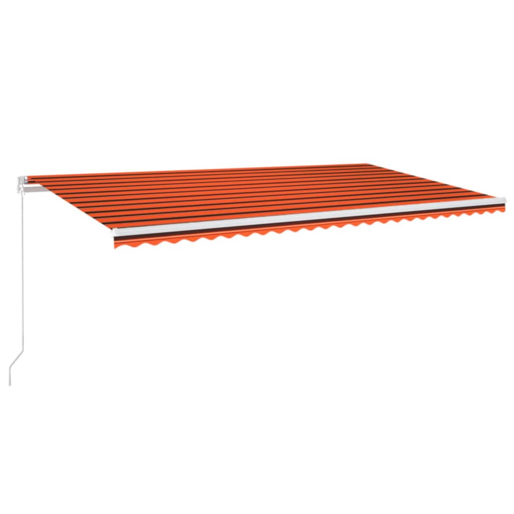 Manuell uttrekkbar markise med LED 600x300 cm oransje og brun vidaXL