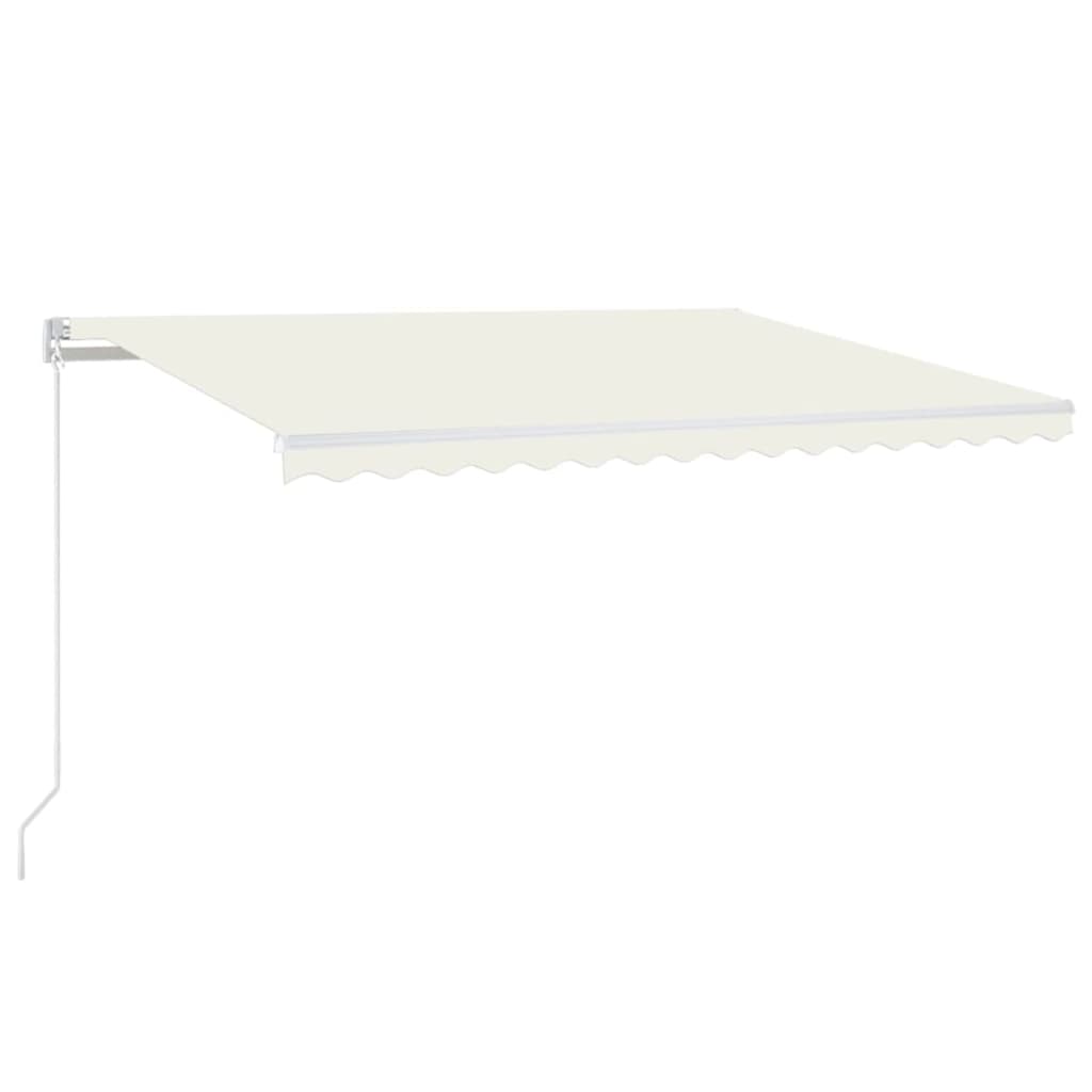 Manuell uttrekkbar markise med LED 400x350 cm kremhvit vidaXL