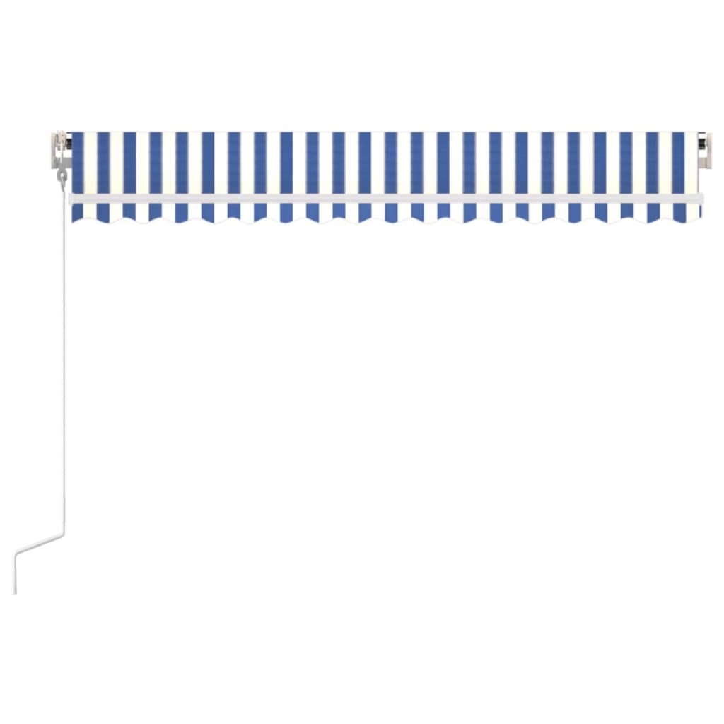 Automatisk uttrekkbar markise 400x350 cm blå og hvit