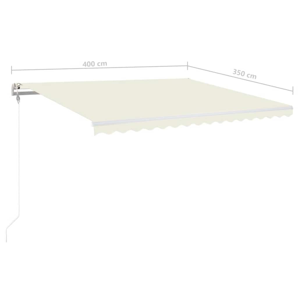 Automatisk markise med vindsensor og LED 400x350 cm kremhvit vidaXL