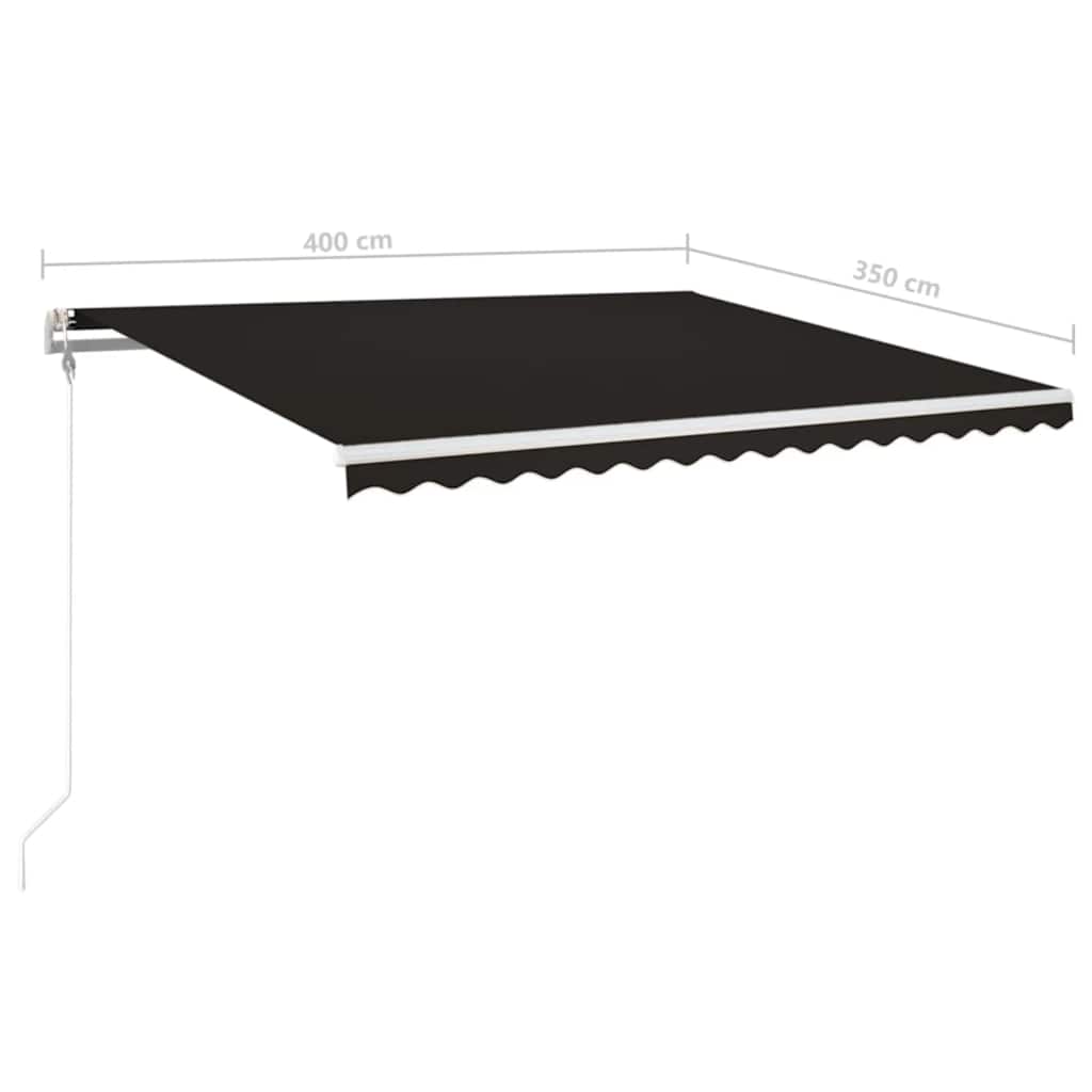 Automatisk markise med vindsensor og LED 400x350 cm antrasitt vidaXL