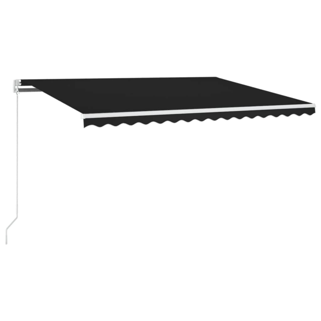 Manuell uttrekkbar markise med LED 450x350 cm antrasitt vidaXL