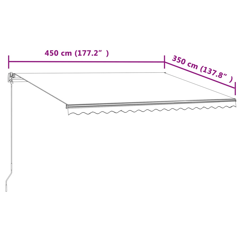 Automatisk uttrekkbar markise 450x350 cm antrasitt vidaXL