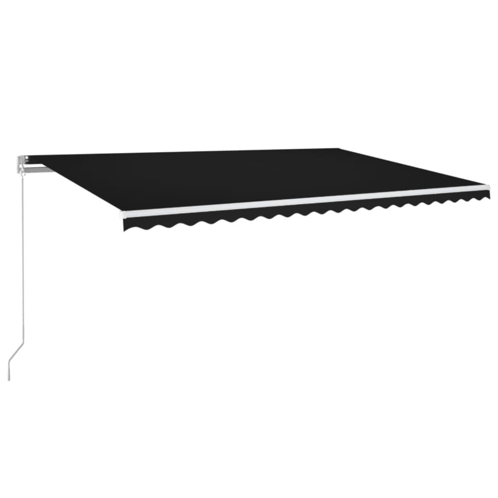 Manuell uttrekkbar markise med LED 500x350 cm antrasitt vidaXL