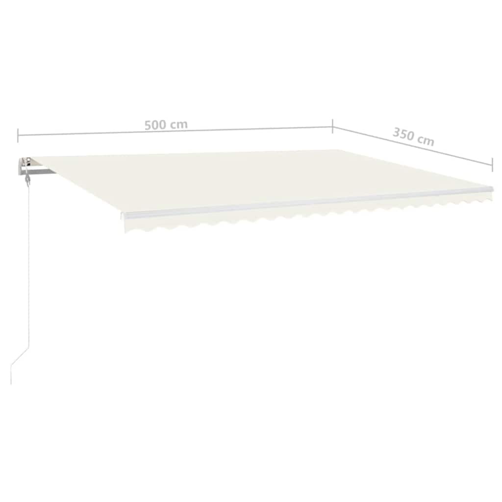 Automatisk markise med vindsensor og LED 500x350 cm kremhvit