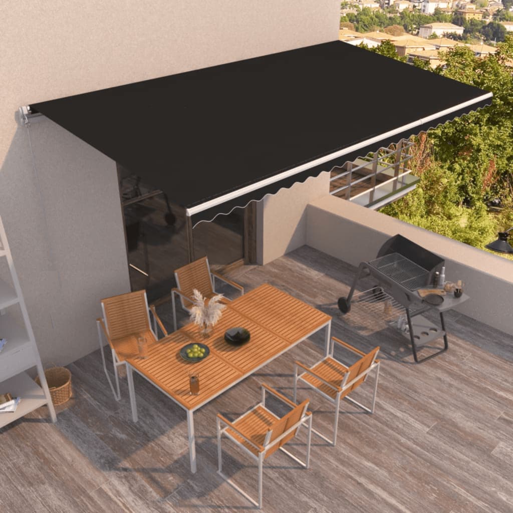 Manuell uttrekkbar markise 600x350 cm antrasitt vidaXL