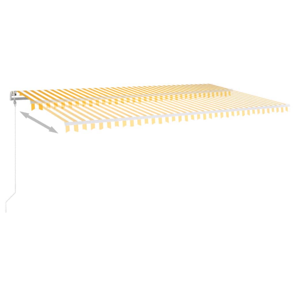 Automatisk uttrekkbar markise 600x350 cm gul og hvit