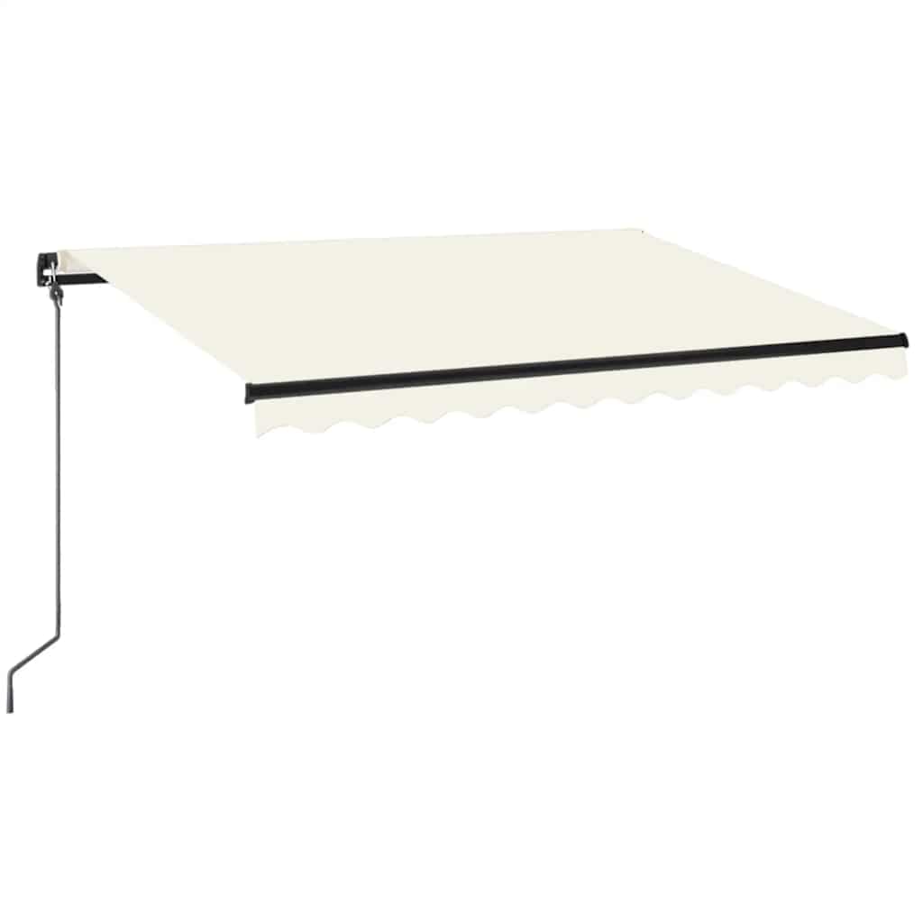 Manuell uttrekkbar markise med LED 350x250 cm kremhvit vidaXL