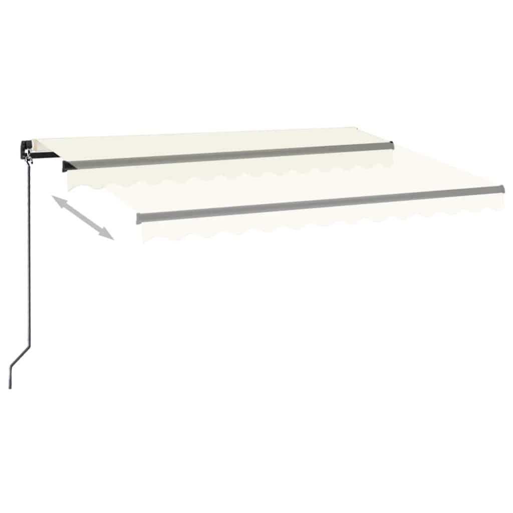 Manuell uttrekkbar markise med LED 350x250 cm kremhvit vidaXL