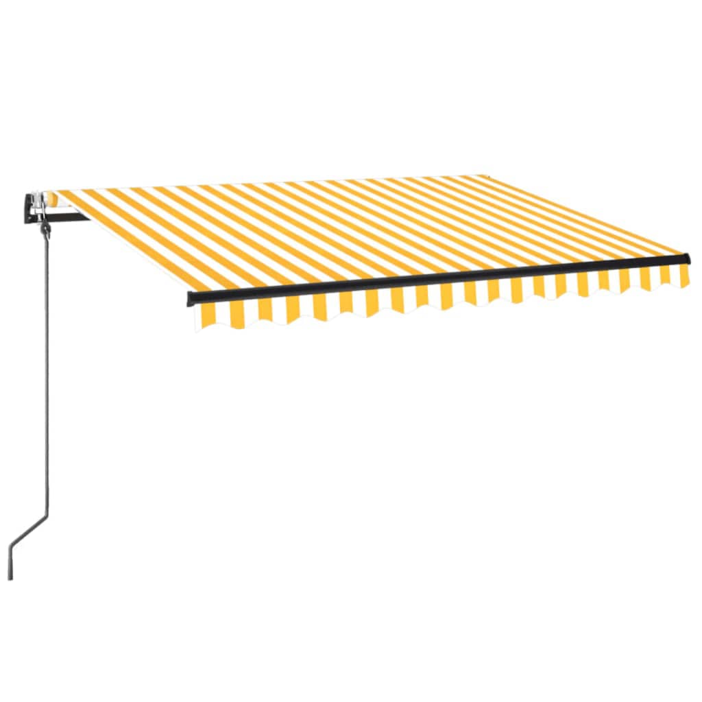 Automatisk markise med LED og vindsensor 350x250 cm gul/hvit
