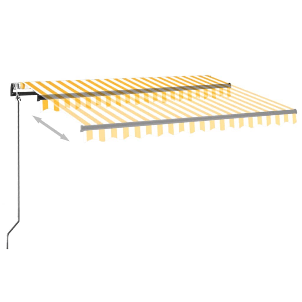Automatisk markise med LED og vindsensor 350x250 cm gul/hvit