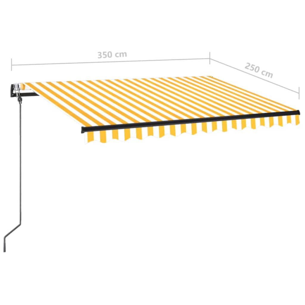 Automatisk markise med LED og vindsensor 350x250 cm gul/hvit