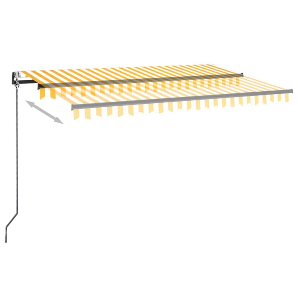 Automatisk uttrekkbar markise 450x350 cm gul og hvit vidaXL