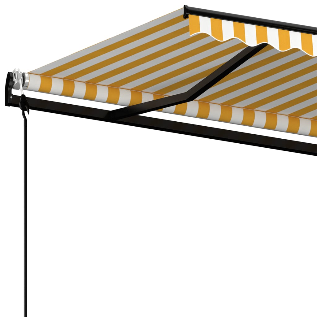 Automatisk uttrekkbar markise 450x350 cm gul og hvit vidaXL
