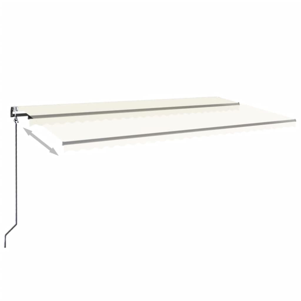 Automatisk markise med vindsensor og LED 600x350 cm kremhvit vidaXL
