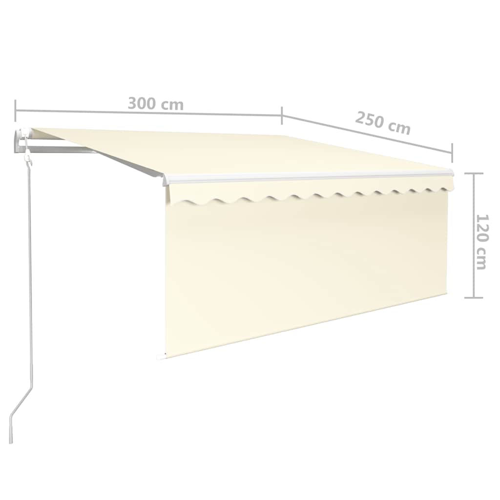 Automatisk markise rullegardin LED vindsensor 3x2,5 m kremhvit