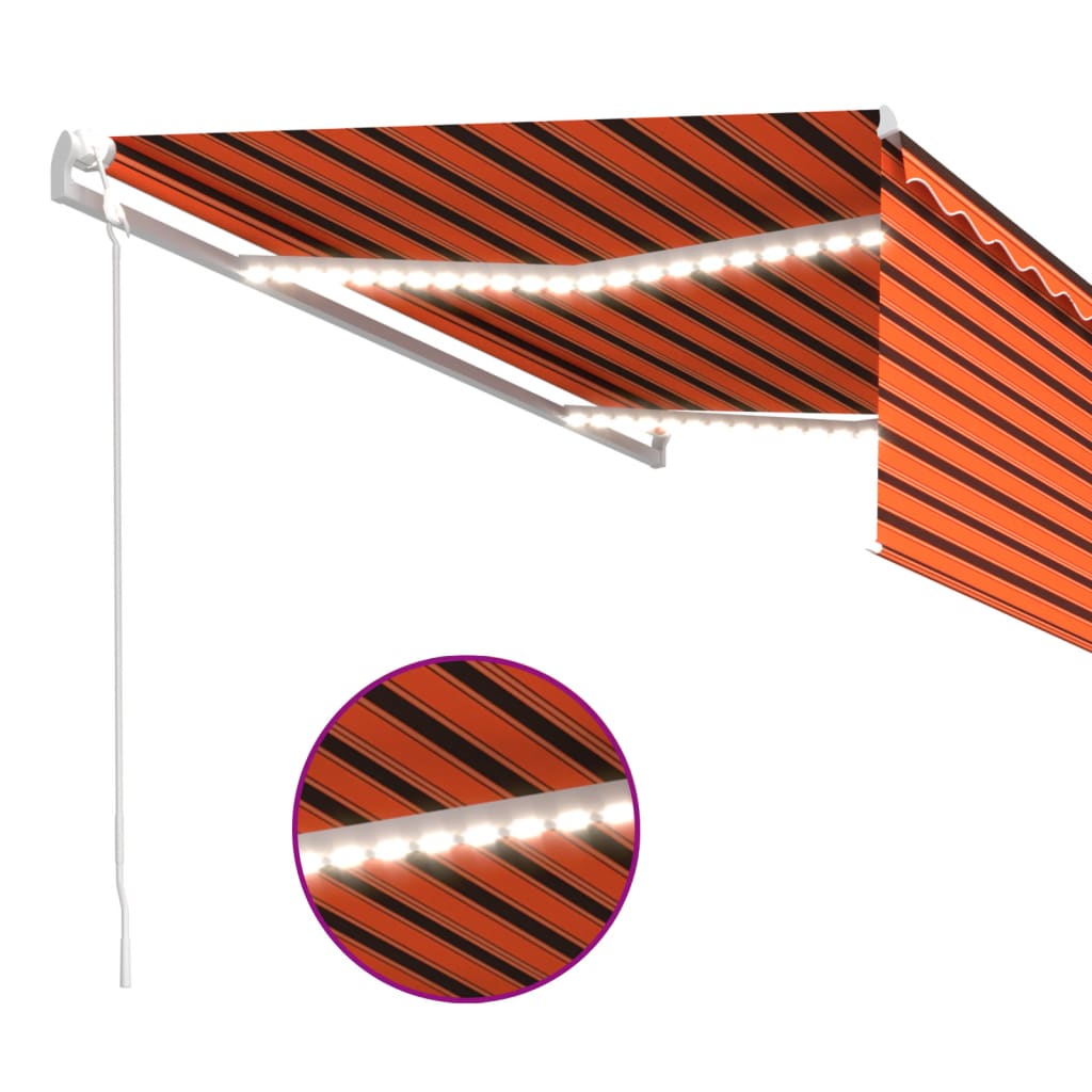 Automatisk markise rullegardin vindsensor LED 4x3m oransje brun