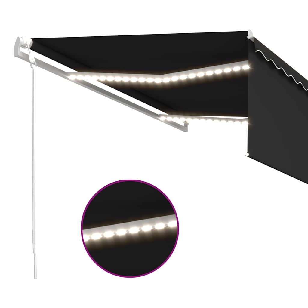 Automatisk markise rullegardin LED vindsensor 4,5x3 m antrasitt