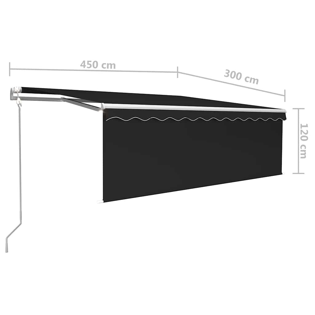 Automatisk markise rullegardin LED vindsensor 4,5x3 m antrasitt
