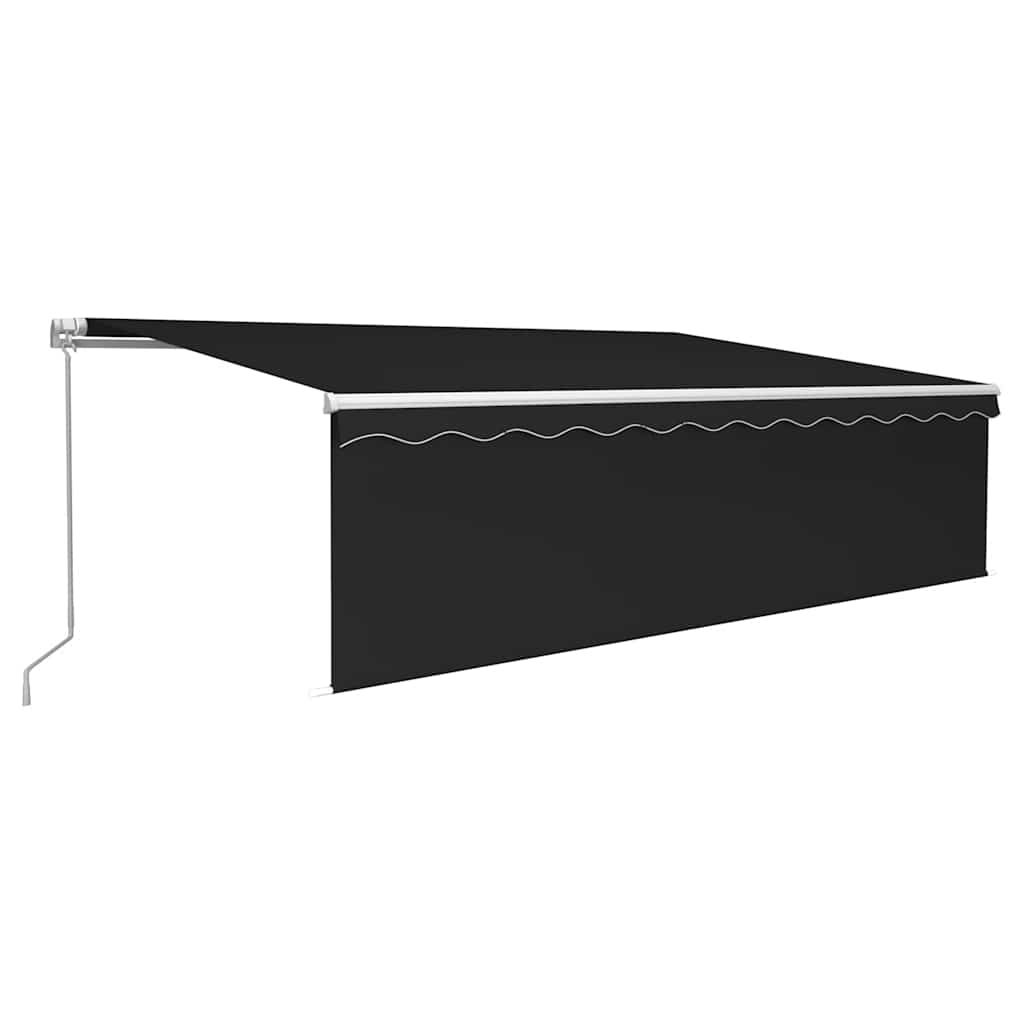 Manuell uttrekkbar markise rullegardin og LED 5x3 m antrasitt