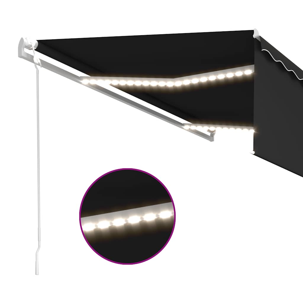 Automatisk markise rullegardin LED vindsensor 5x3 m antrasitt
