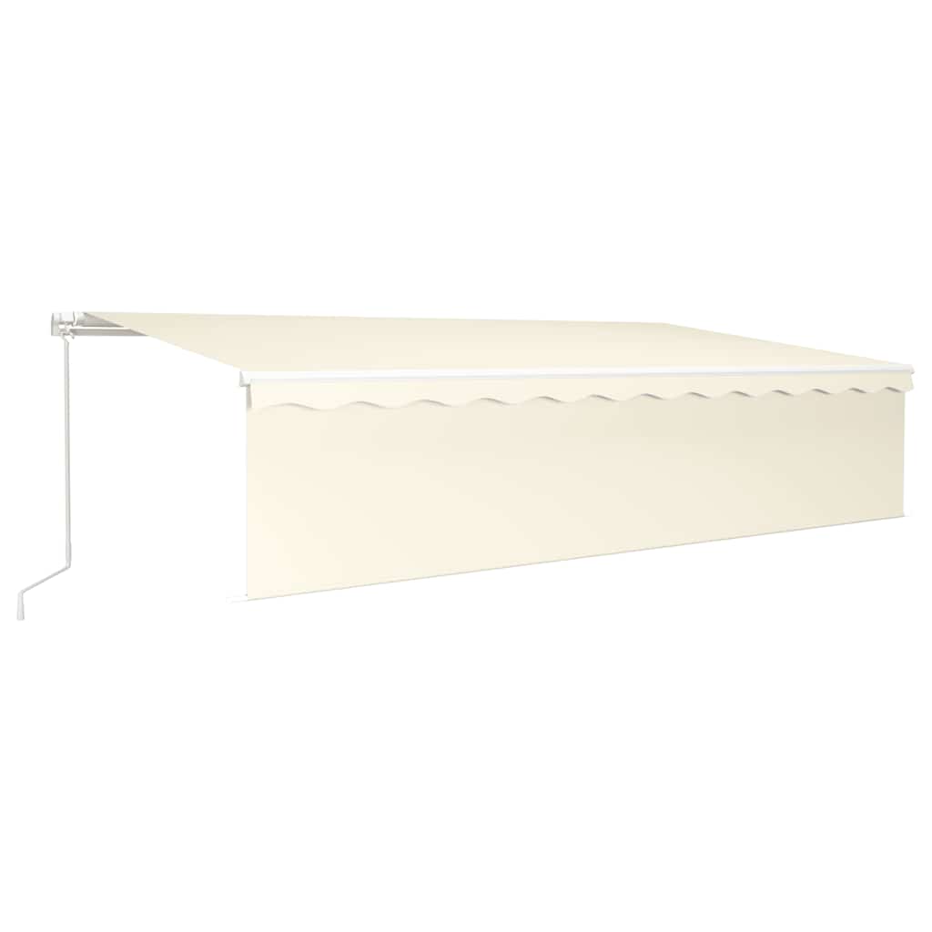 Manuell uttrekkbar markise med rullegardin LED 6x3 m kremhvit