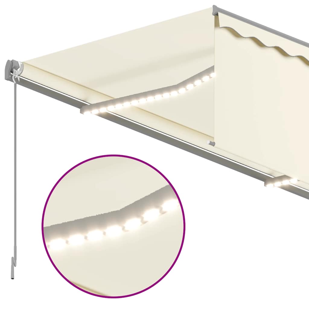 Manuell uttrekkbar markise med rullegardin LED 3x2,5 m kremhvit vidaXL