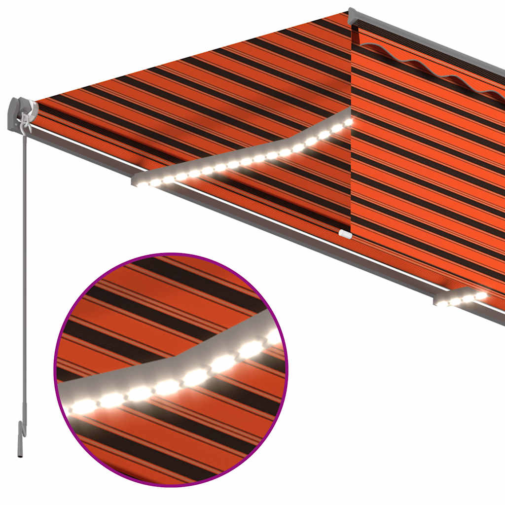 Manuell uttrekkbar markise rullegardin&LED 3x2,5m oransje brun vidaXL