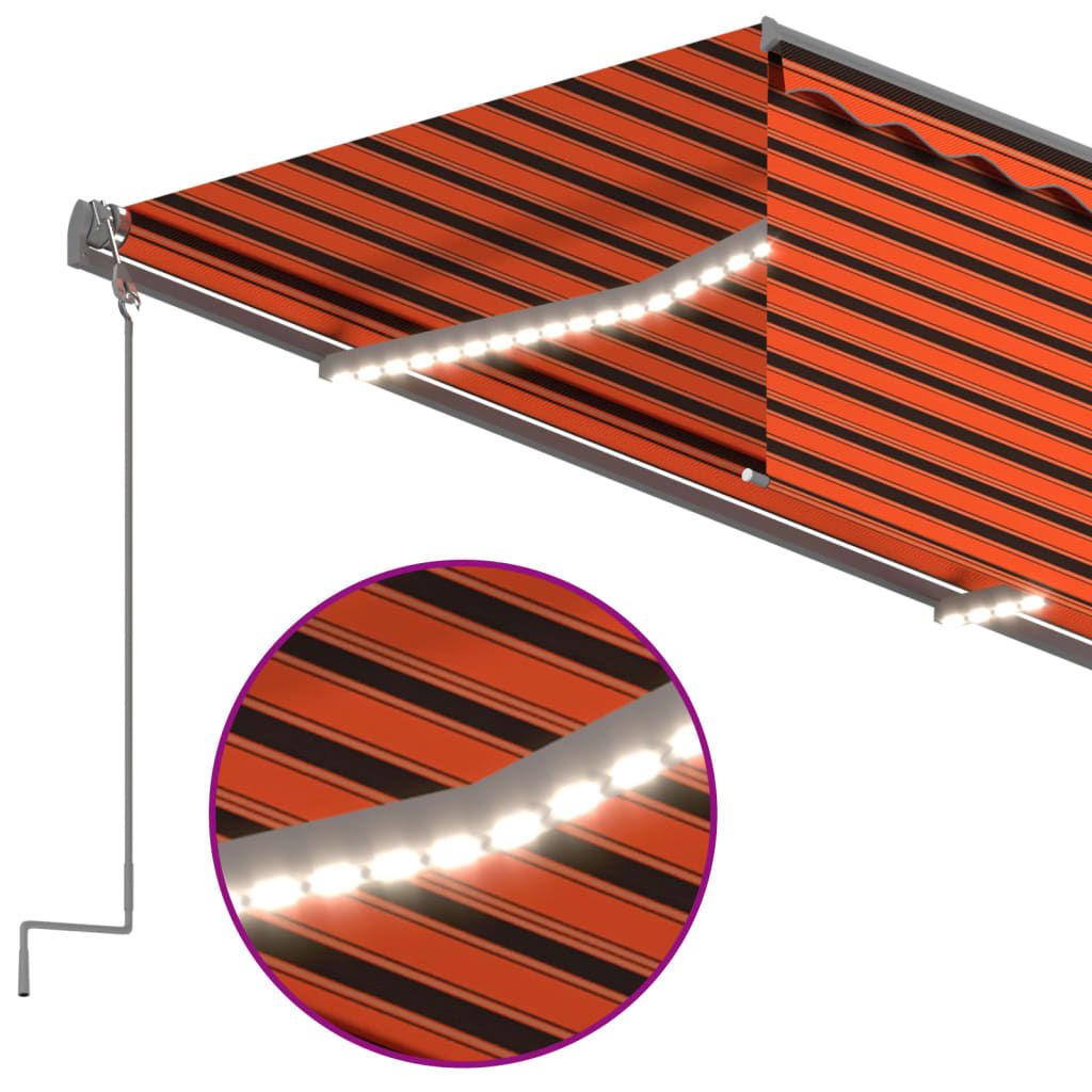 Automatisk markise rullegardin LED vindsensor 3x2,5m oransje vidaXL
