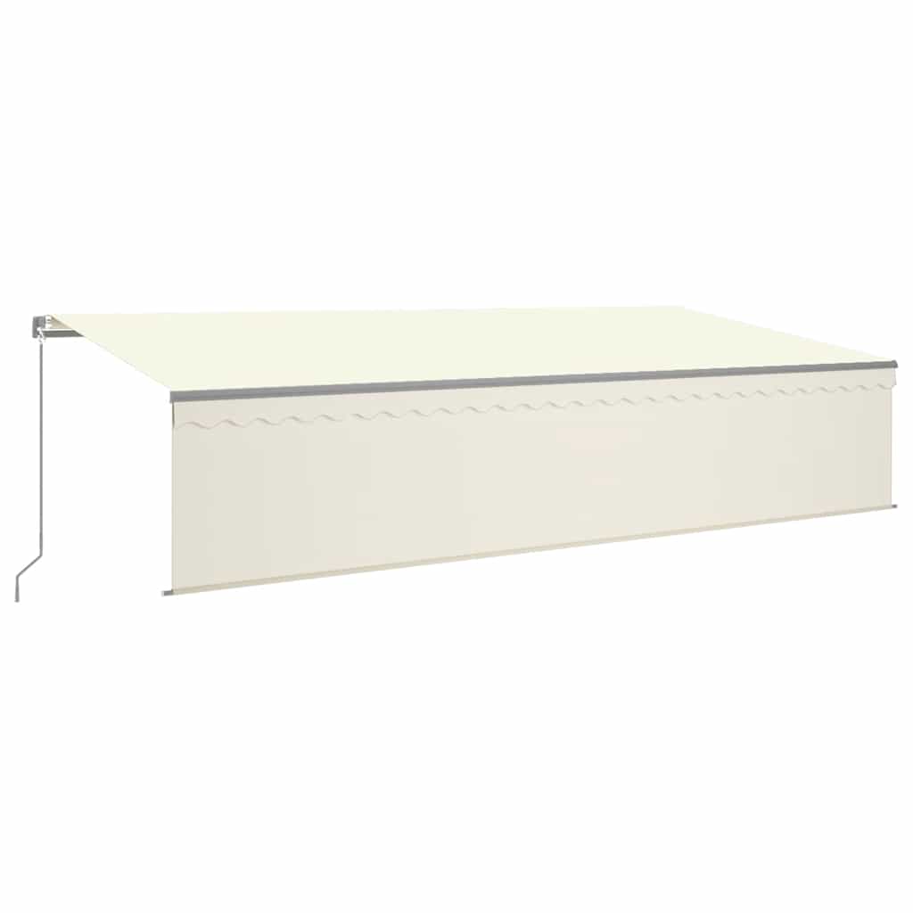 Manuell uttrekkbar markise med rullegardin LED 6x3 m kremhvit