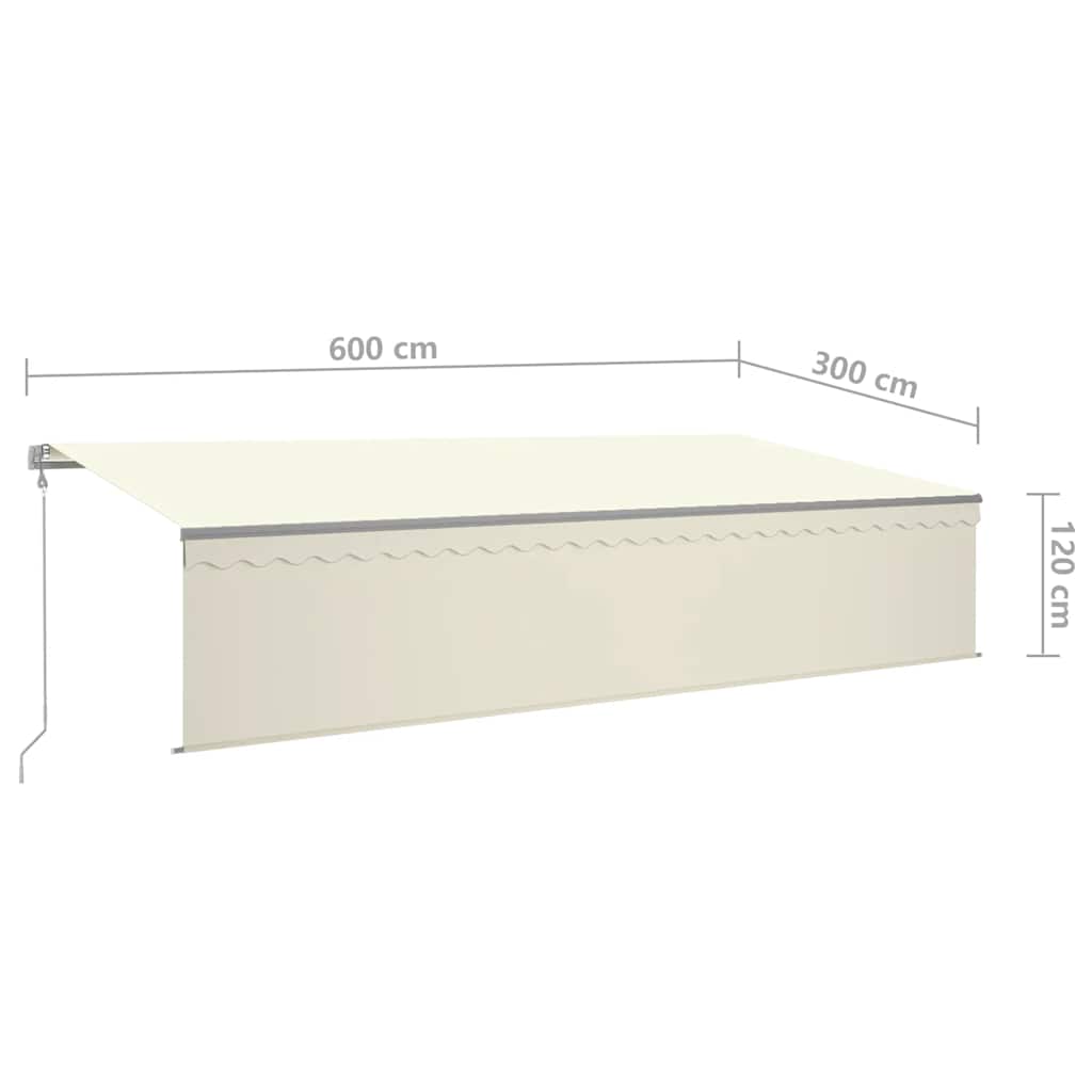 Automatisk markise rullegardin LED vindsensor 6x3 m kremhvit