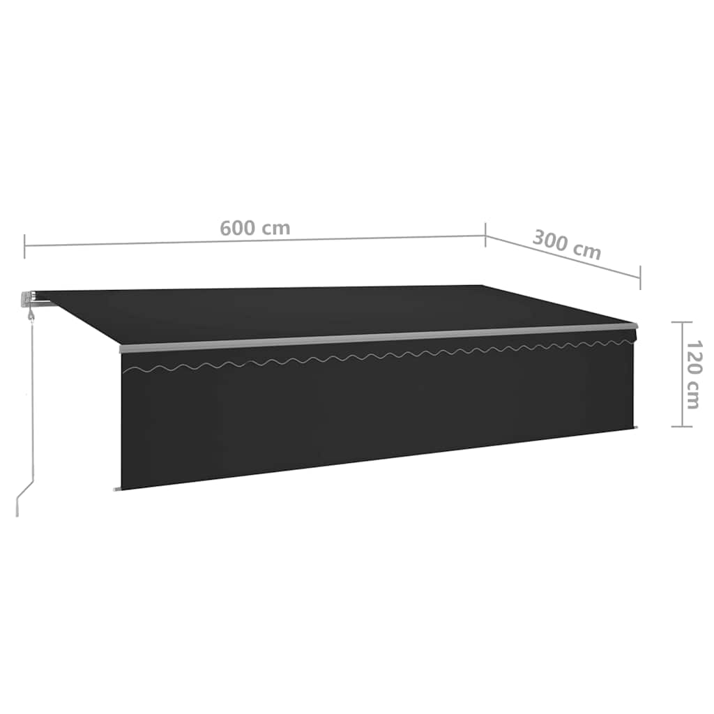Automatisk markise rullegardin LED vindsensor 6x3 m antrasitt