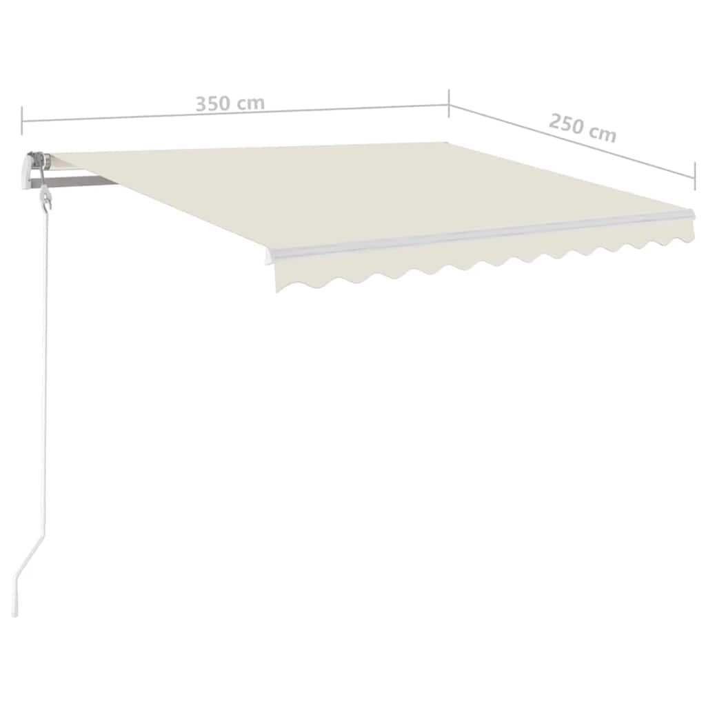 Manuell uttrekkbar markise med LED 3,5x2,5 m kremhvit