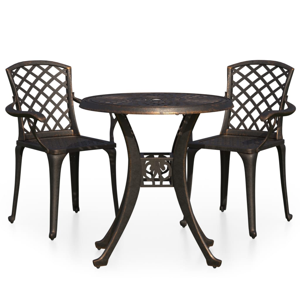Bistrosett 3 deler støpt aluminium bronse