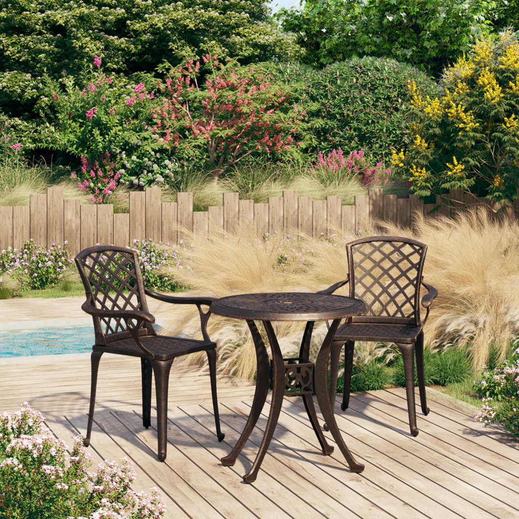 Bistrosett 3 deler støpt aluminium bronse