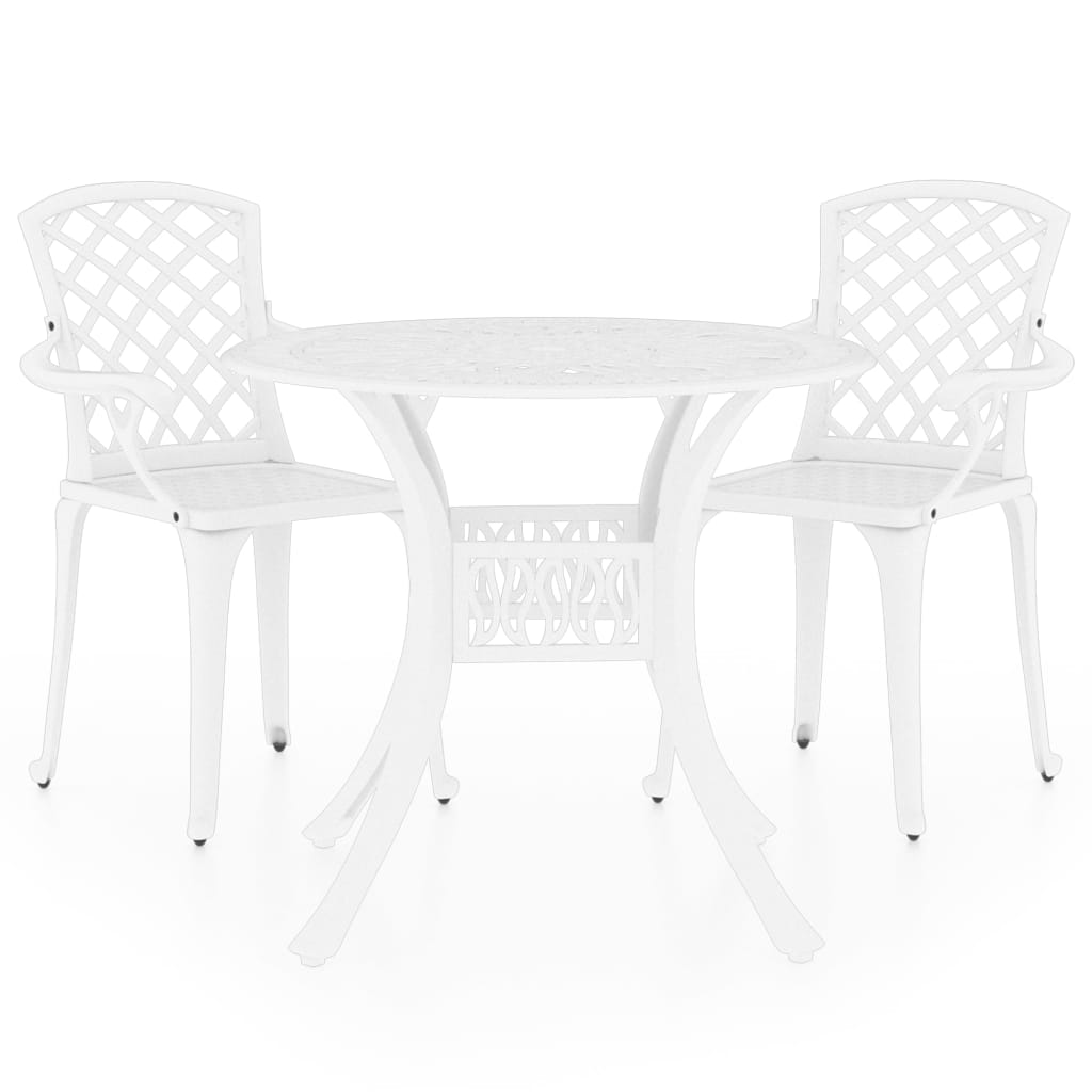 Bistrosett 3 deler støpt aluminium hvit
