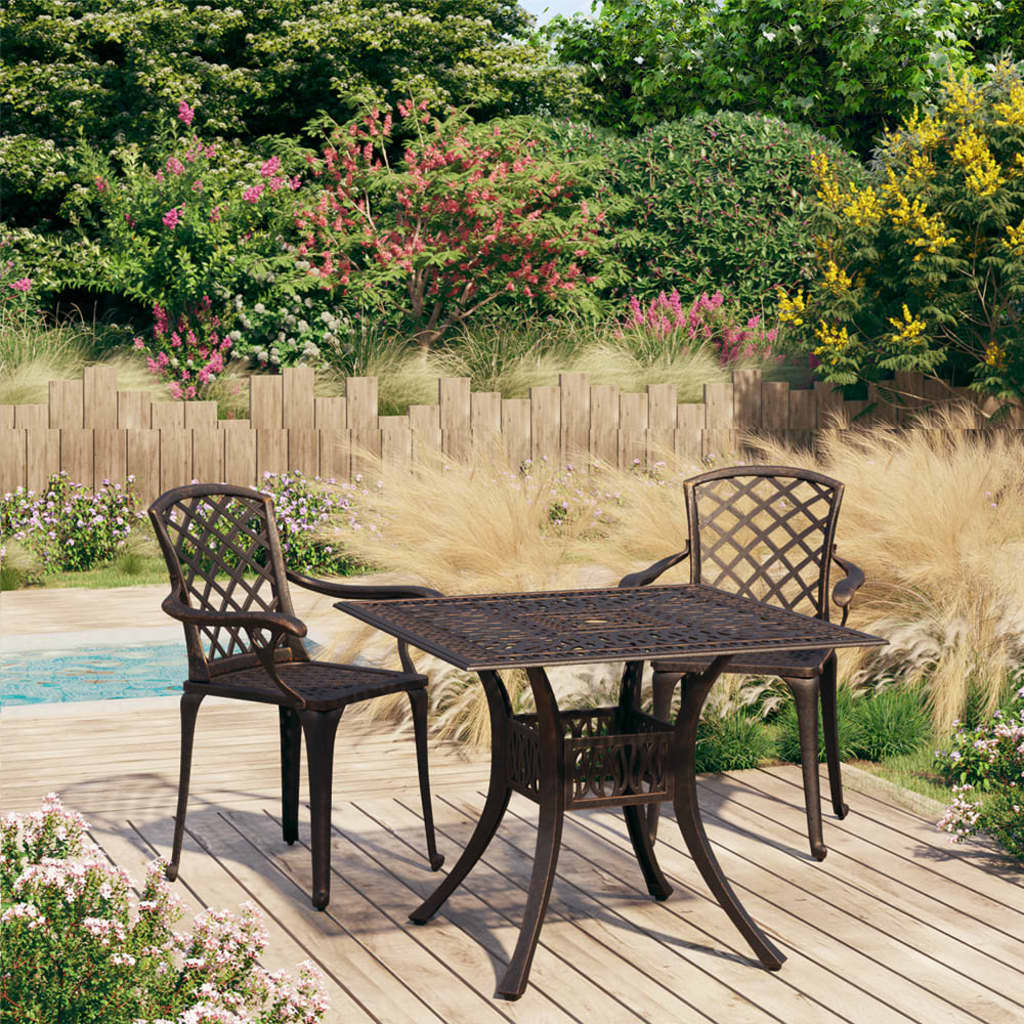 Bistrosett 3 deler støpt aluminium bronse