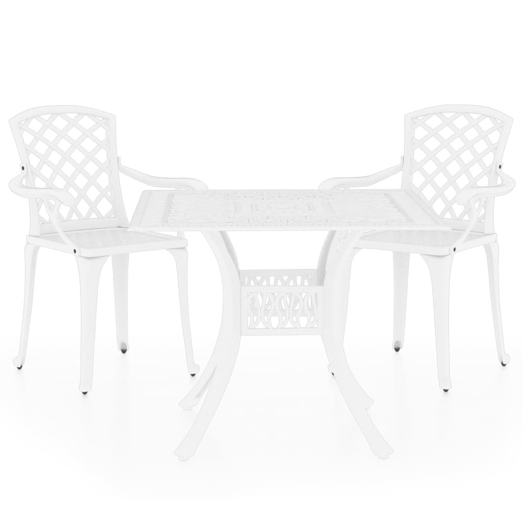 Bistrosett 3 deler støpt aluminium hvit