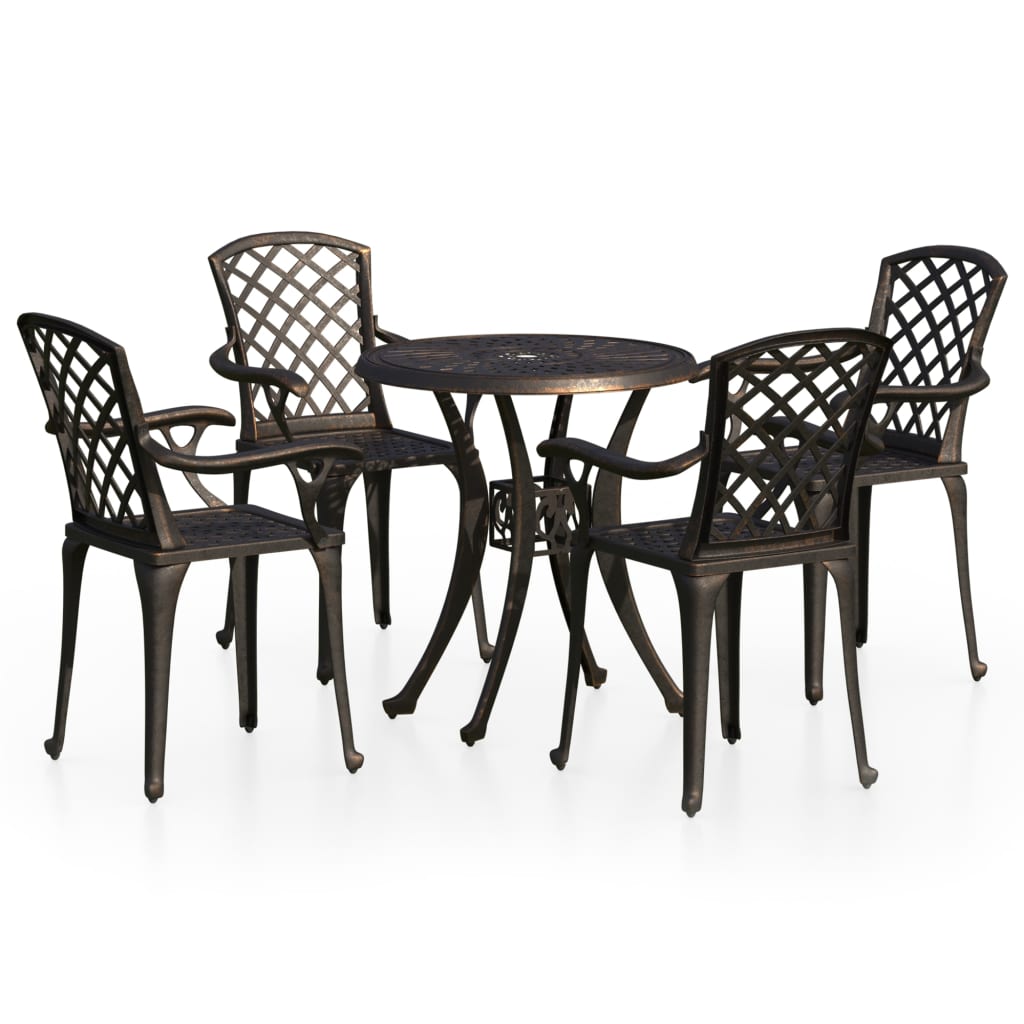 Bistrosett 5 deler støpt aluminium bronse vidaXL
