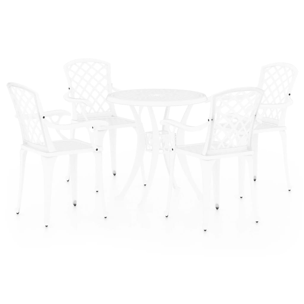 Bistrosett 5 deler støpt aluminium hvit