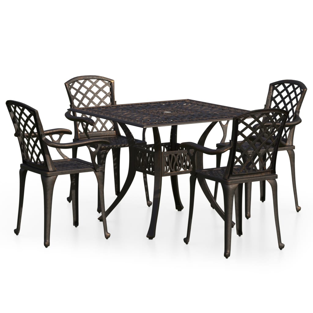 Bistrosett 5 deler støpt aluminium bronse