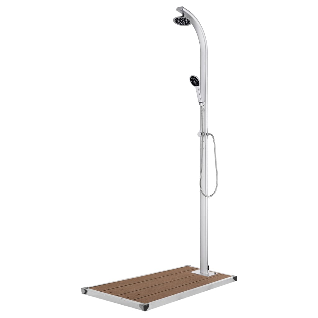 Hagedusj med brunt dusjbrett 220 cm aluminium vidaXL