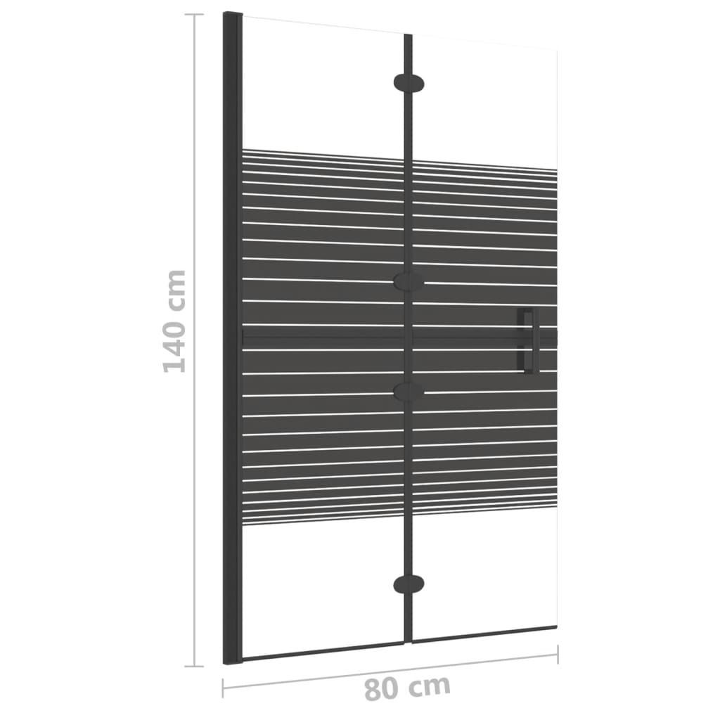 Leddet dusjdør ESG 80x140 cm svart