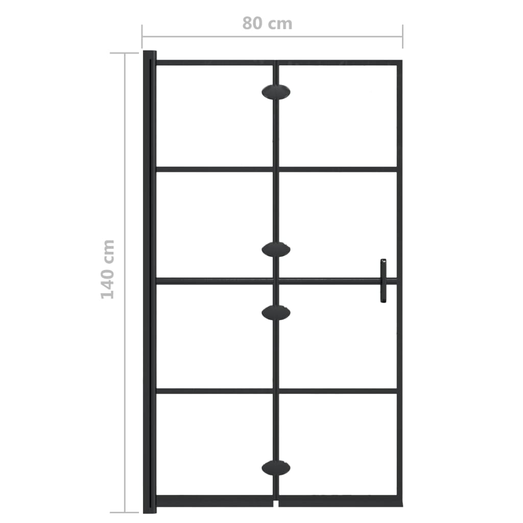 Leddet dusjdør ESG 80x140 cm svart