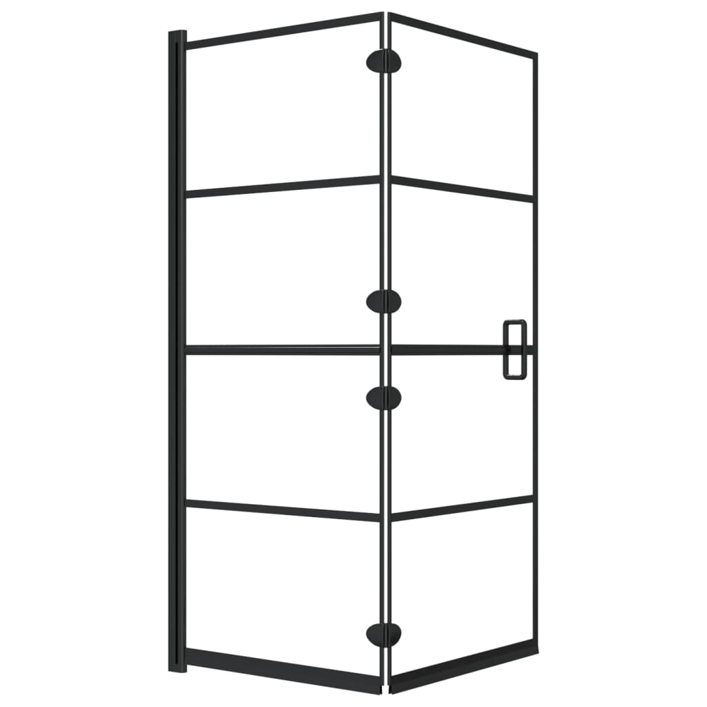 Leddet dusjdør ESG 120x140 cm svart