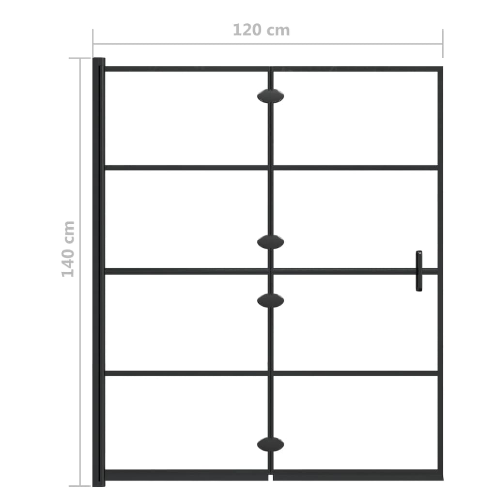 Leddet dusjdør ESG 120x140 cm svart