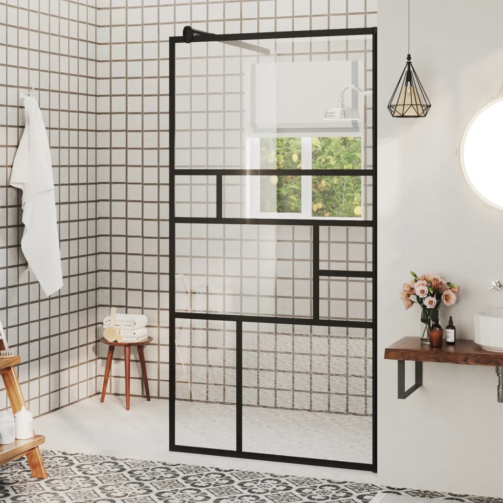 Dusjvegg med klart ESG-glass 80x195 cm svart